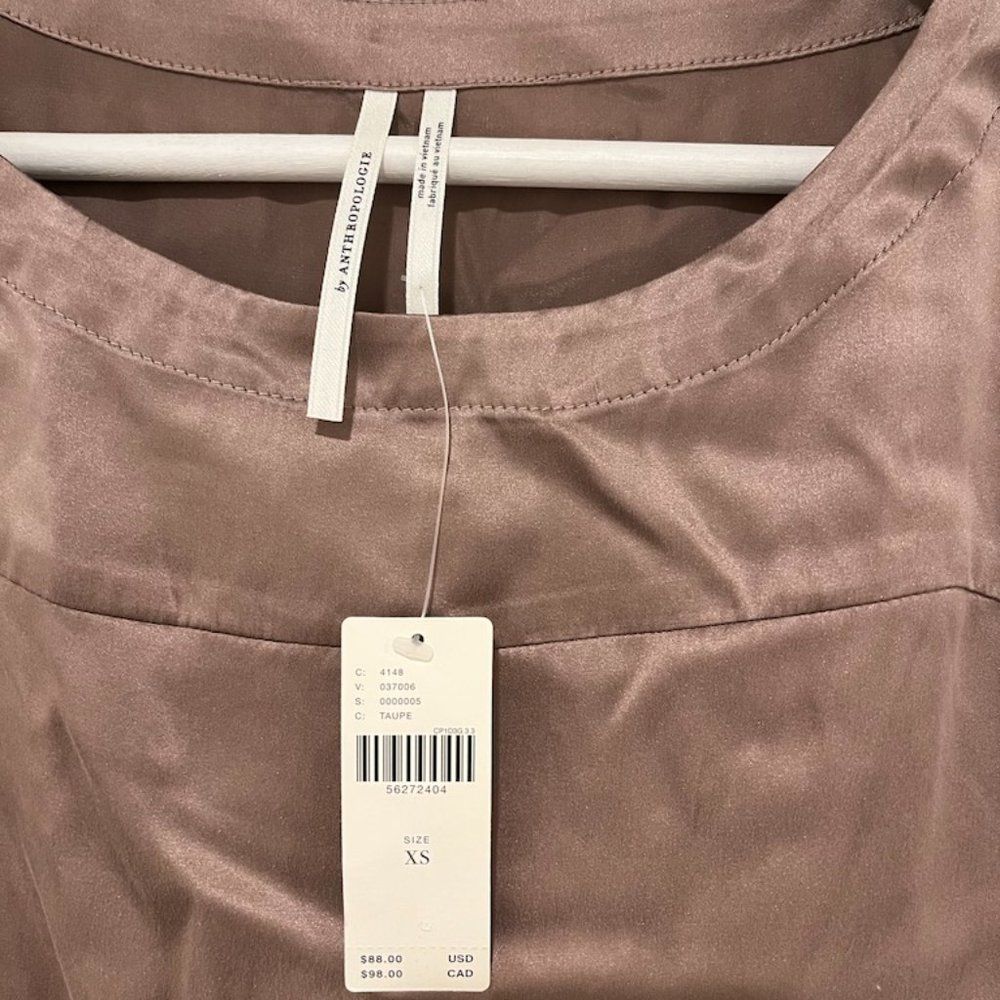 Anthropologie Taupe Silk Top - Picture 2 of 2